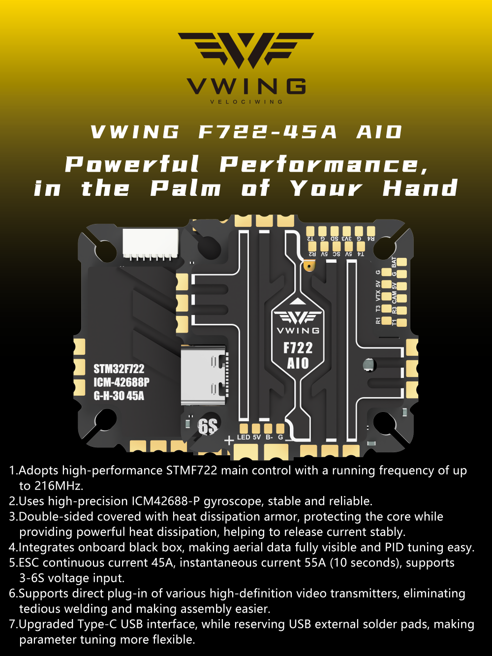 VWING F722 AIO Uçuş Kontrol Ci - Fpv Drone Battery incelemesi ve fiyatı